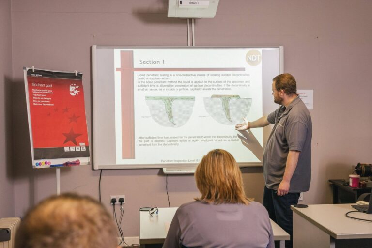 NDT course for Level 1 and Level 2 NDT professionals, in a classrooom.